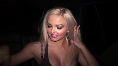 A hot blonde girl is giving head to a random guys in PUBLIC