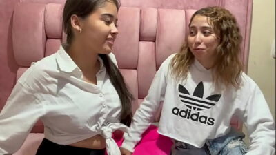 Shy 18 year old petite Latinas, experiment lesbian play first time